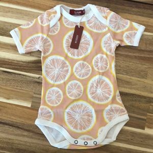 Milkbarn Infant Baby Short Sleeve One Piece Grapefruit 3-6 Months Organic Cotton